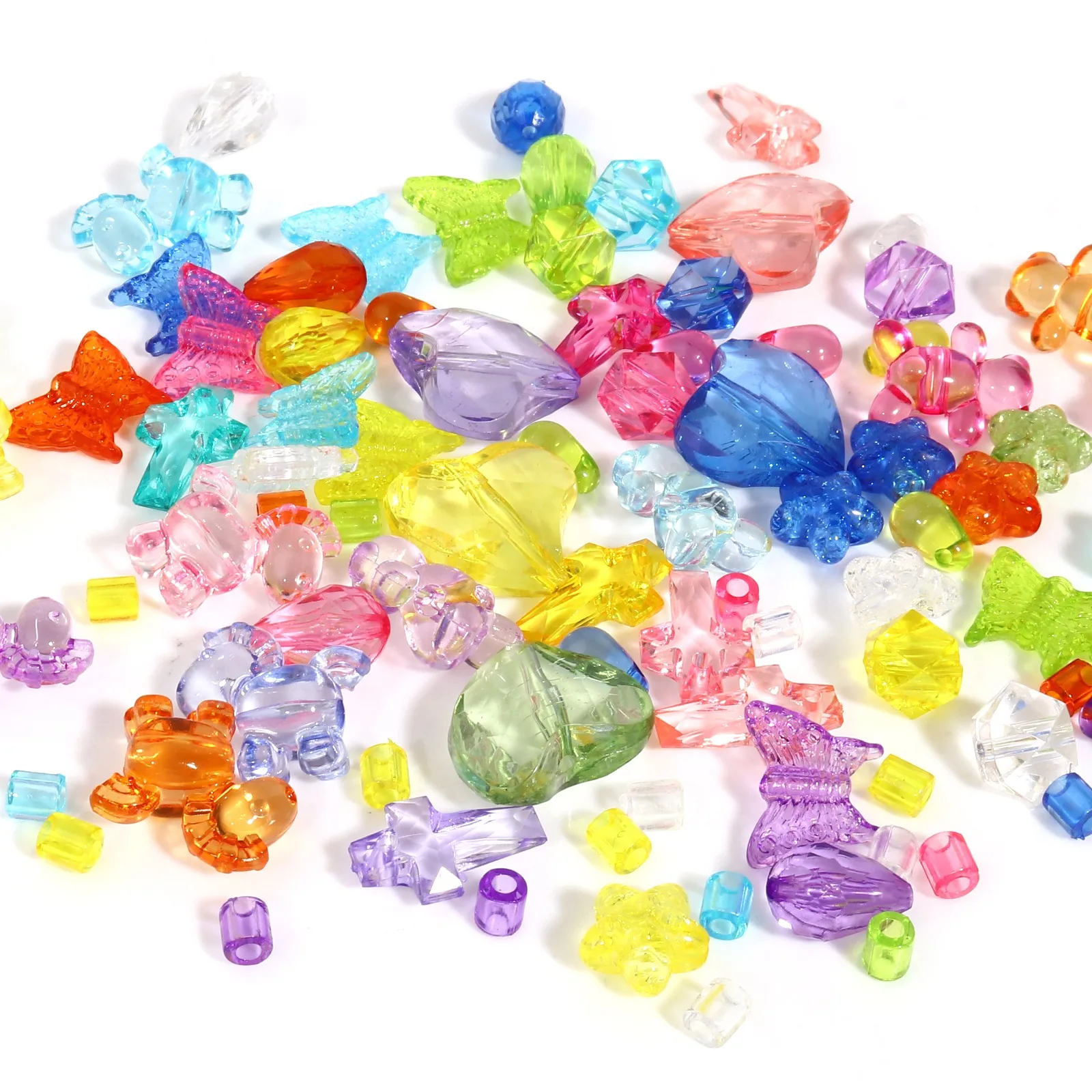 

Fashion Acrylic Beads At Random Color Transparent Heart Cross Horse Loose Spacer Beads Girls DIY Bracelets Jewelry,100-2000PCs