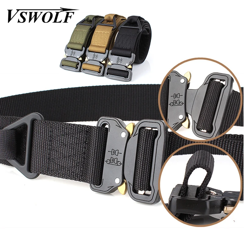 Ремень нейлоновый тактический Мужской 120 см с автоматической металлической