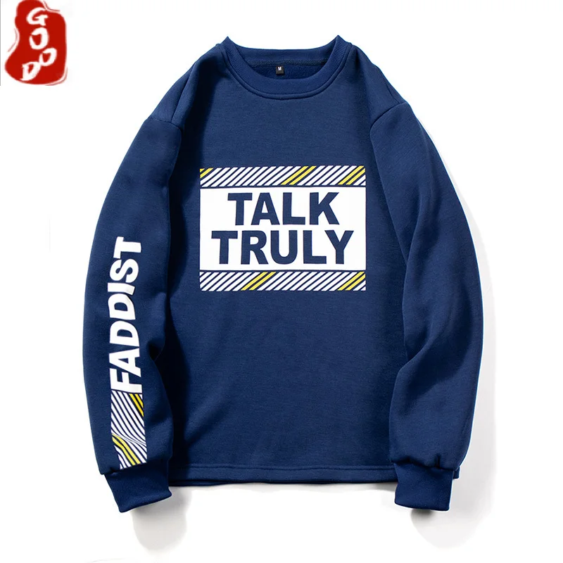 Мужские толстовки с капюшоном клетчатая одежда круглым вырезом и принтом