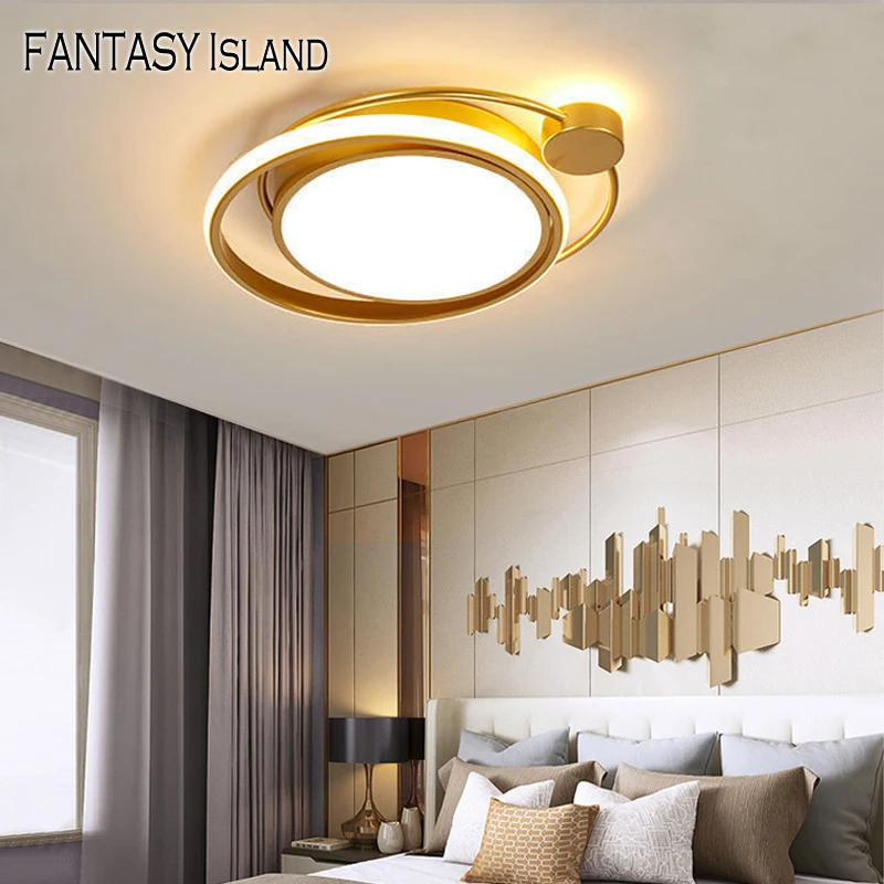 

Gold LED Ceiling Chandelier Lights For Living Room Bedroom Creative Ceiling Lamp with Remote Control Lustre Lights Fixtures