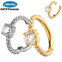 g23 titanium piercing 16g earring round zircon rings daith tragus cartilage septum helix hinged segment perforated body jewelry