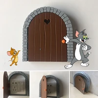 mouse jerrys house moveable door with light cat tom hide the ugly wall door hole corner bedroom toy creative miniature props