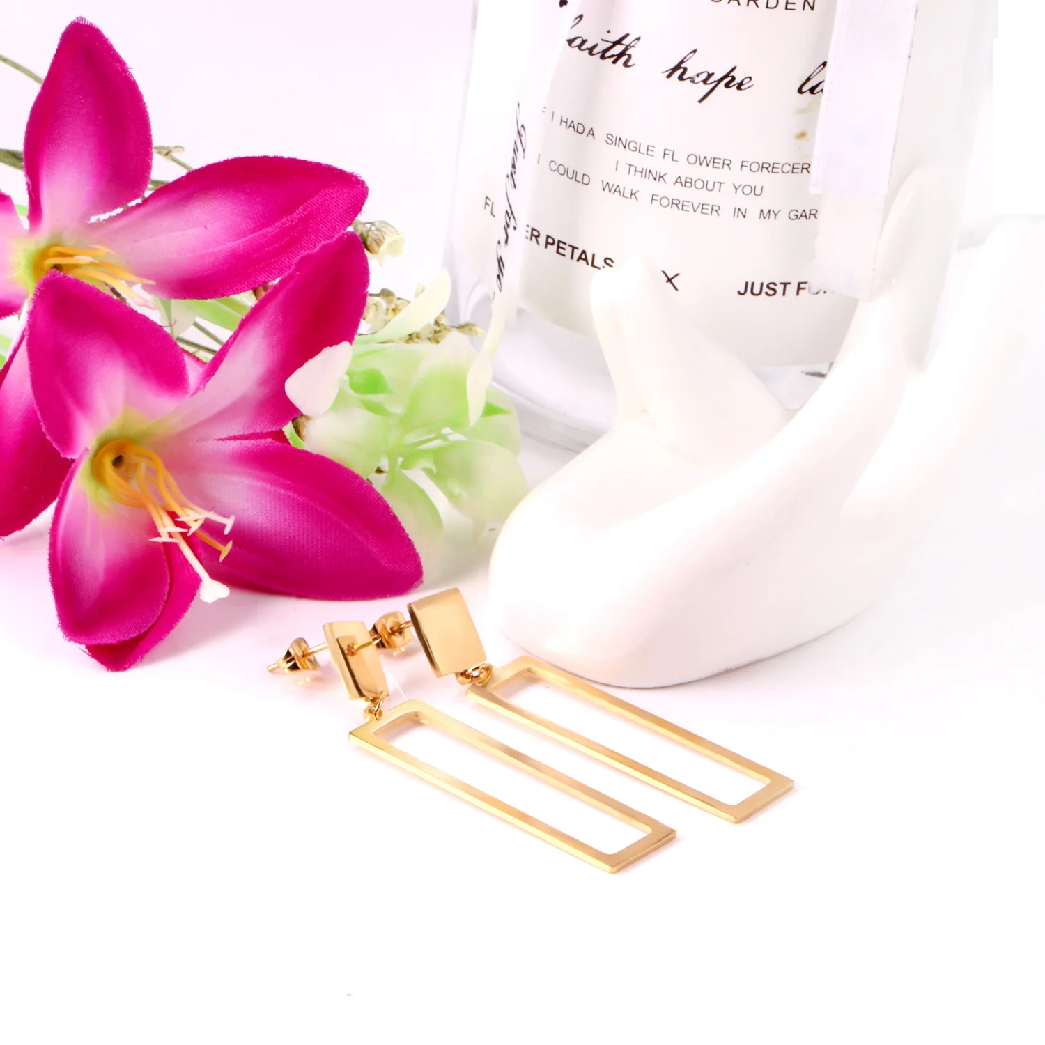 Роскошные корейские массивные квадратные серьги из нержавеющей стали 316L