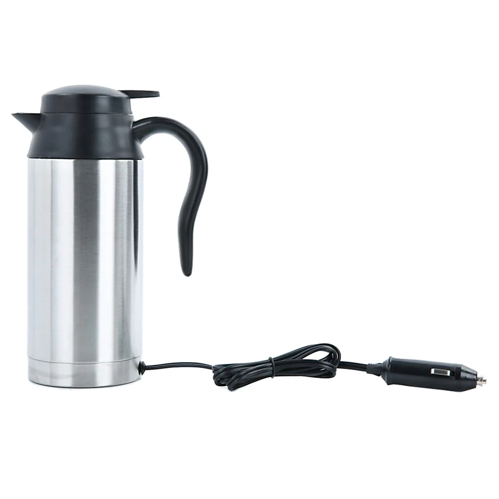 

12V 24V Stainless Steel Electric Kettle Lighter Socket Boil 750ml