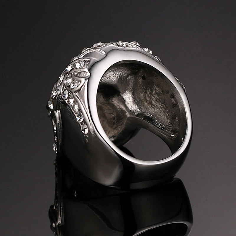 Серебряный кубический цирконий мужской череп, кольцо для панков Rock Jewerly