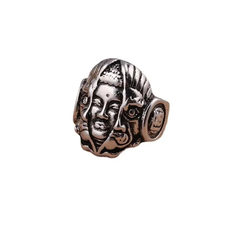 

Retro Demon Skull Ring Breakthrough Fetters Grim Face Men's Punk Ring Gothic Accessories Party Gift 2021 Trend Index Finger Ring