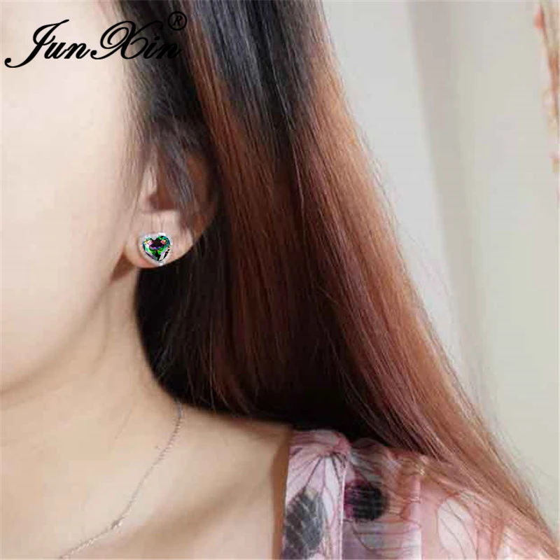 Серьги-гвоздики Mystic Fire с кристаллами женские ювелирное изделие разных цветов