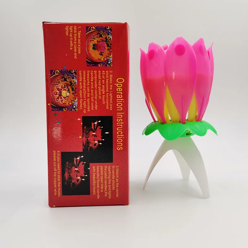 Свечи для торта в форме цветка лотоса музыкальные свечи художественные DIY