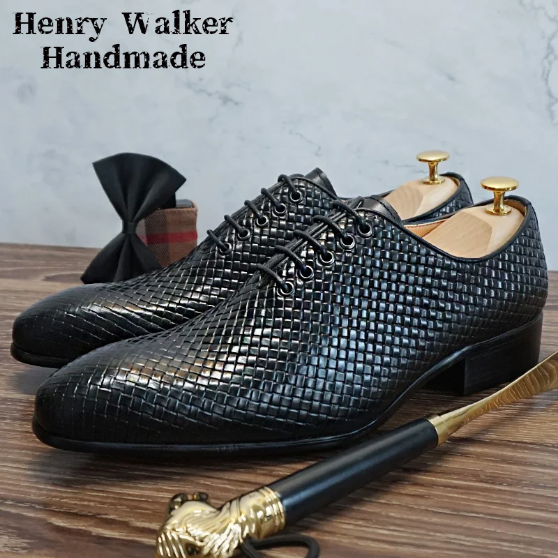 

Luxury Men Oxford Shoes Genuine Leather Lace Up Pointed Toe Black Brown Men Dress Shoes Office Business Wedding Formal Shoes Men