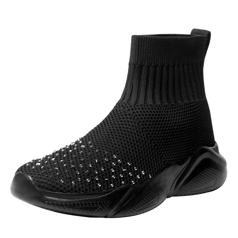 

2020 New Fashion Sneakers Women High Top Casual Shoes Breathable Autumn Women Boots Rhinestone Ladies Shoes