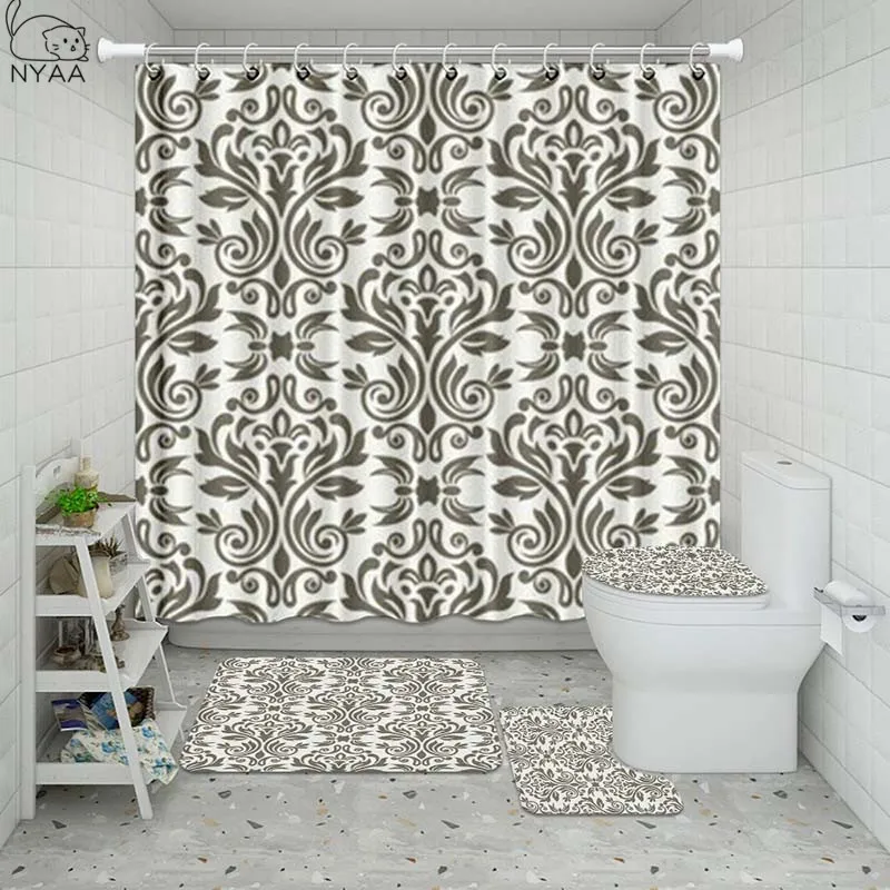 Набор водонепроницаемых душевых занавесок Vixm в индийском цветочном стиле для