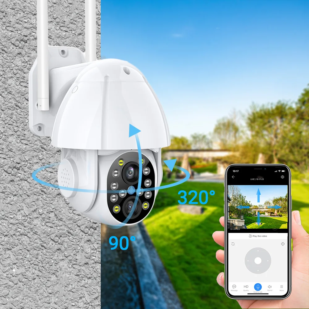 HD 1080P PTZ Wi-Fi камера с двойным объективом автоматическое отслеживание