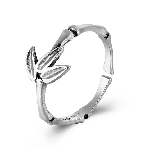 V. Я Винтаж 925 стерлингового серебра бамбук кольца для женщин Регулируемый индивидуальный дизайн кольца модная женская ювелирные изделия