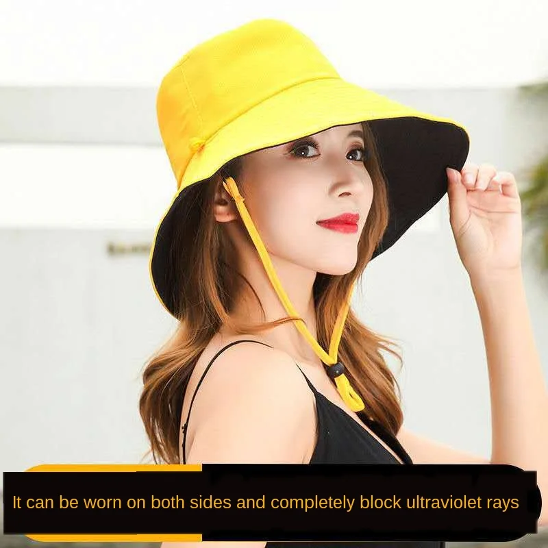 Hat Female Summer Double-sided Color Matching Dayan Spring and Autumn Fisherman Hat Female Sun Hat Sunscreen Hat Korean Foldable