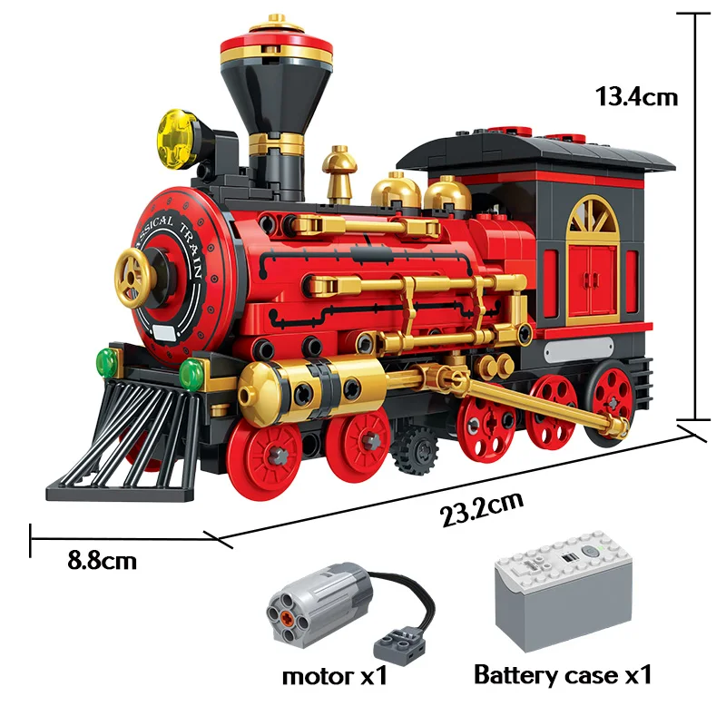 

372pcs Electric Classical Train Building Blocks High-tech City Classic Power Train MOC Model Bricks Toys for Children gifts
