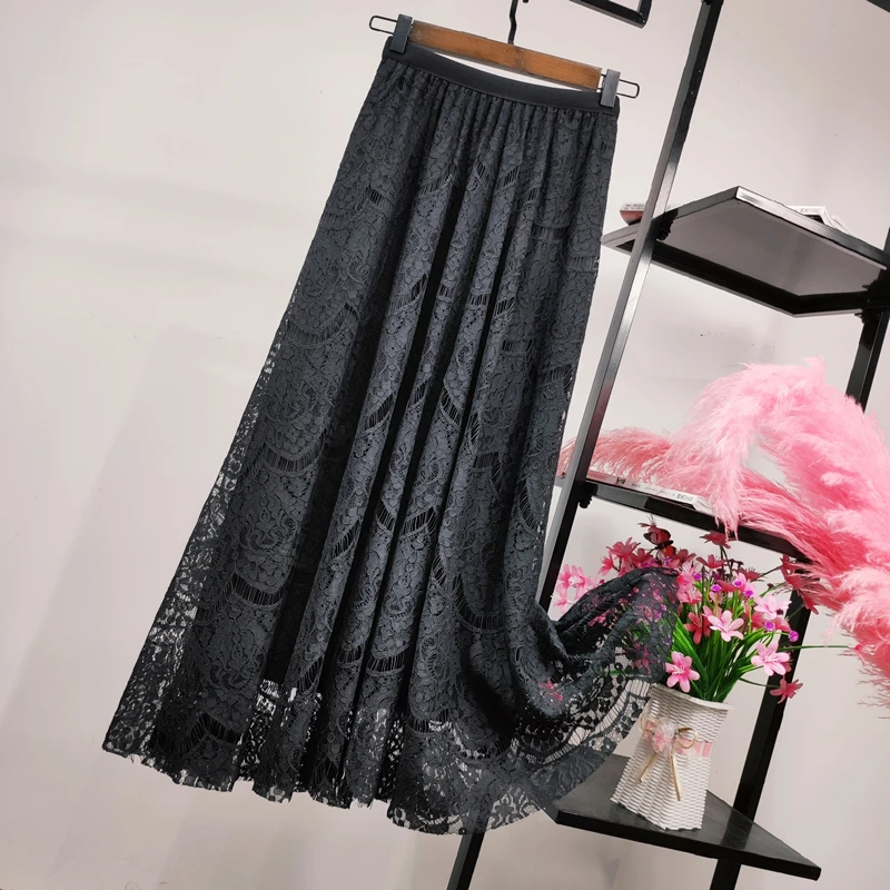 Кружевная юбка миди Cyanlee модная женская летняя Милая элегантная в Корейском