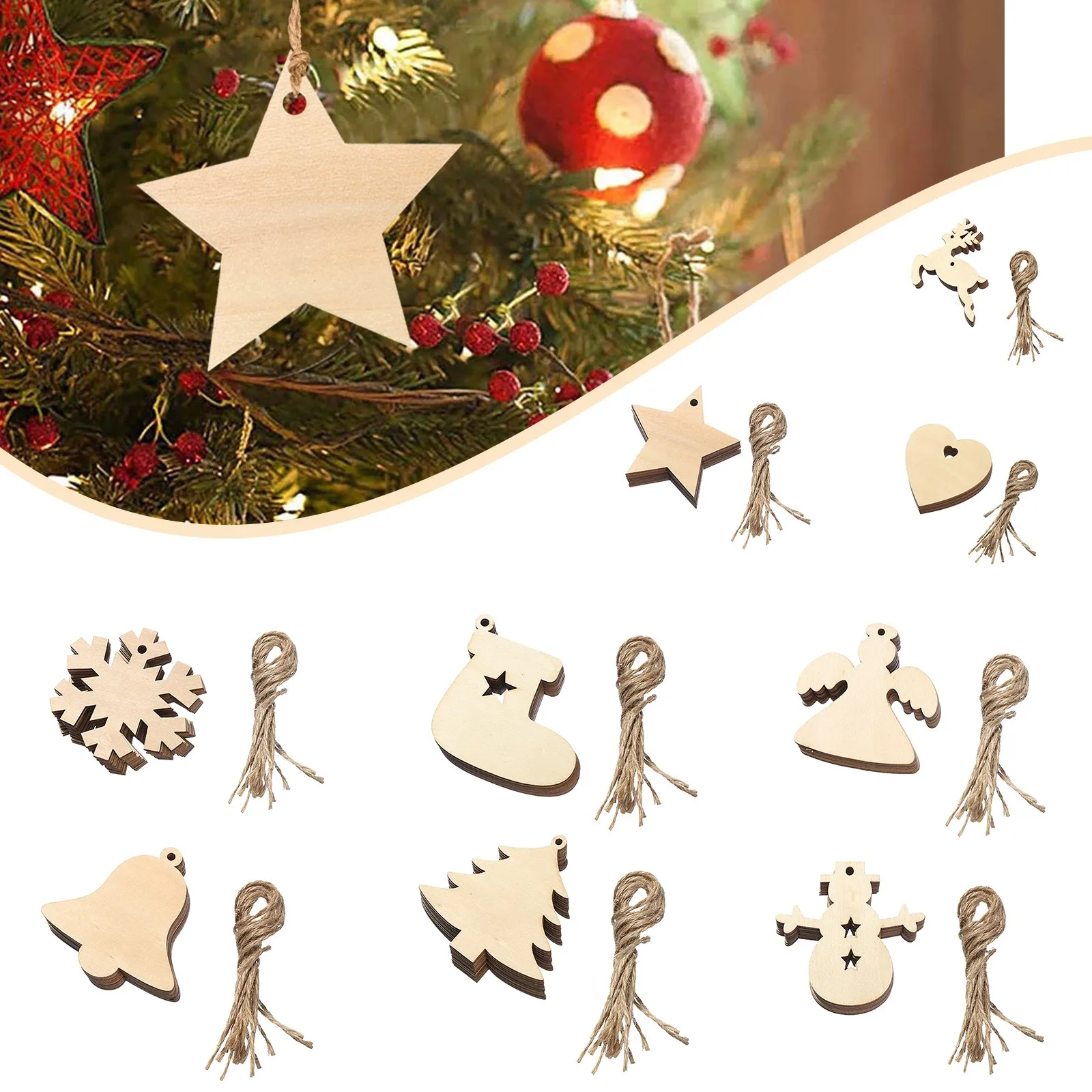 10 шт. Деревянные Подвески в виде ёлки для украшения дома|Декоративные шары| |