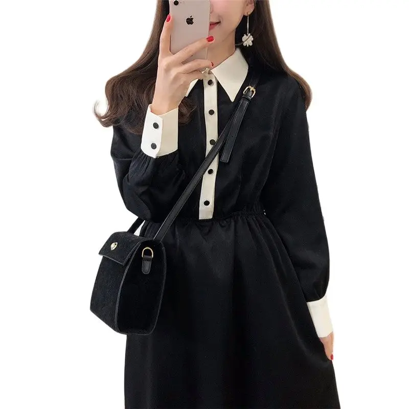 

2021 Clothes WOMEN'S Dress New Year Autumn Winter Scheming Black Dress Hepburn Wind Long Banquet Dress Full Body Dress