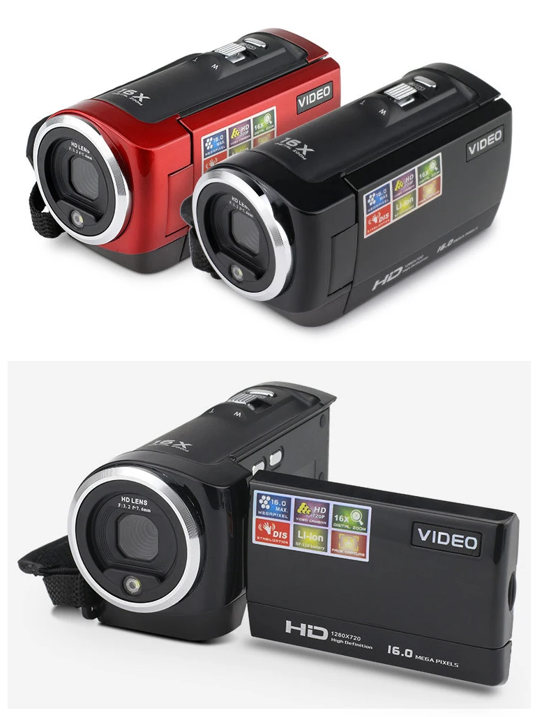 ELRVIKE HD 1080P Цифровая камера HDV видеокамера 16MP 16x зум COMS сенсор 270 градусов 2,7 дюймов TFT ЖК-экран Камера