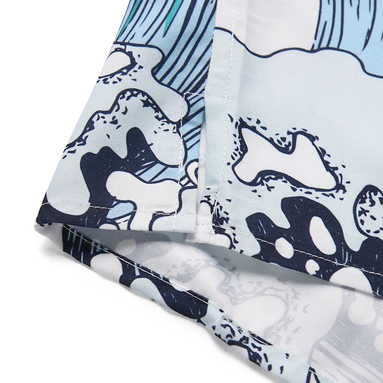 

Japanese Harajuku HipHop Streetwear Short Sleeve Shirt Men Bring Good Luck Koi Sea Wave Alphabet Print Casual Shirt
