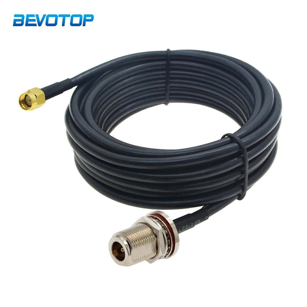 

RP SMA Male to Waterproof N Female Jack Low Loss LMR195 50-3 Coaxial Cable RF Extension Jumper for 4G LTE Wireless Router