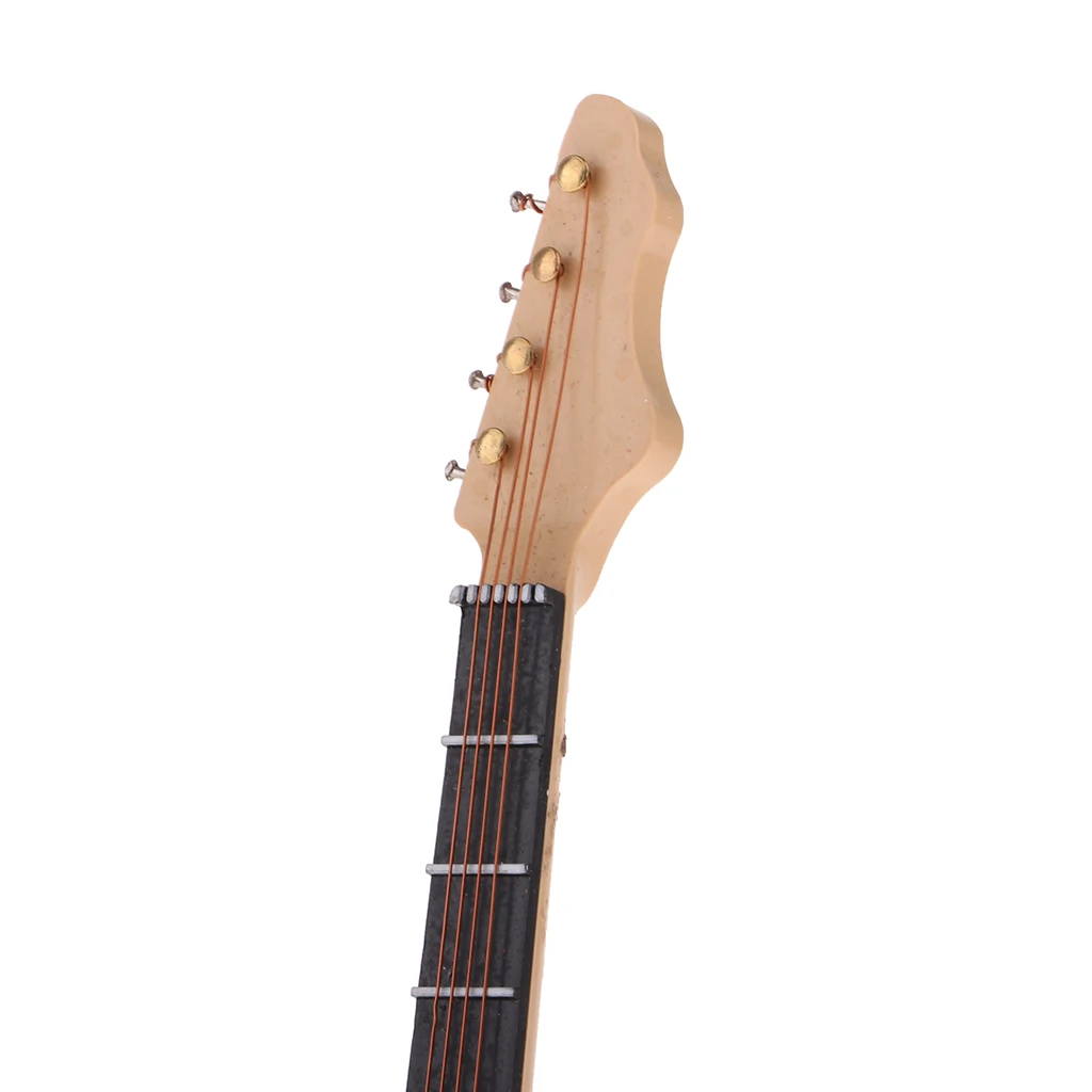 

1/6 BJD Miniature Wooden Bass Model w/ Stand Decor Christmas Gift Yellow