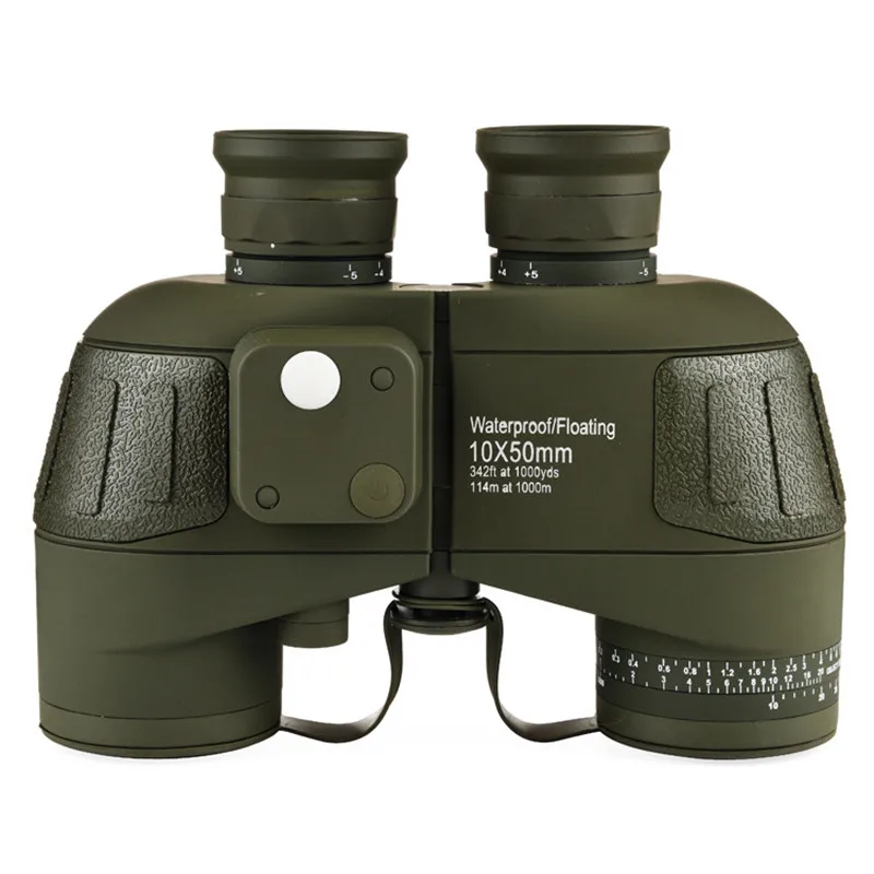 Army Green 10X50 Военный бинокль компас начиная азимут Водонепроницаемый Открытый Кемпинг Охота низкий уровень светильник ночного видения телескоп - Цвет: Army Green
