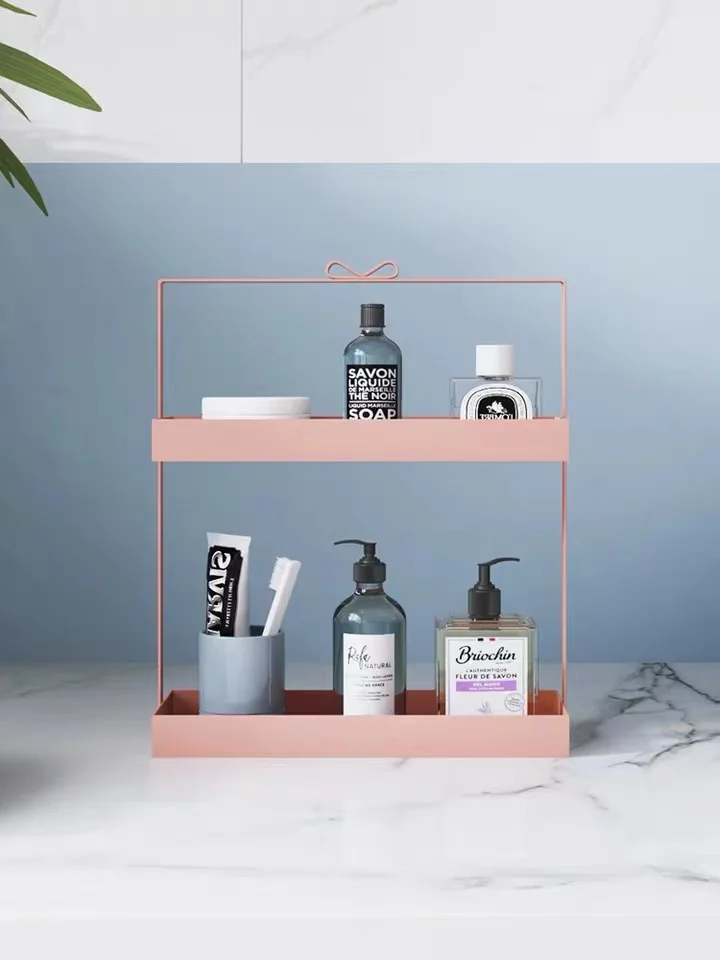 

Nordic Style Bathroom Organizer Cosmetic Storage Box Dressing Table Finishing Rack Desktop Makeup Perfume Lipstick Display Stand