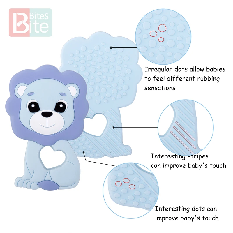 Mordedor de silicona para beb&eacute;, colgante de Le&oacute;n de grado alimenticio, cuentas de silicona Perle, dentici&oacute;n, roedores masticables, juguetes para ni&ntilde;os, 10/5 piezas-3