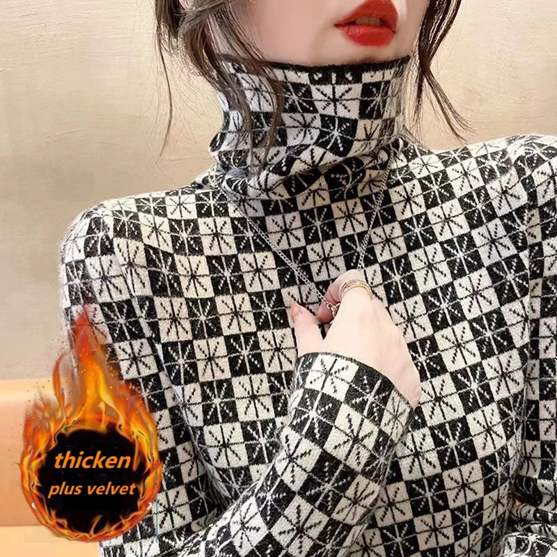 

Winter Solid Thick Warm Turtleneck T-Shirt Women Double-Sided Velvet Bottoming Tops Fashion Korean Basic Long Sleeve Soft Tees