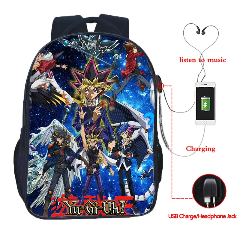 4 Ю-Ги-ой! Многофункциональный рюкзак Yugi Kaiba школьные сумки для подростков зарядка через usb дорожные сумки на плечо - Цвет: 4