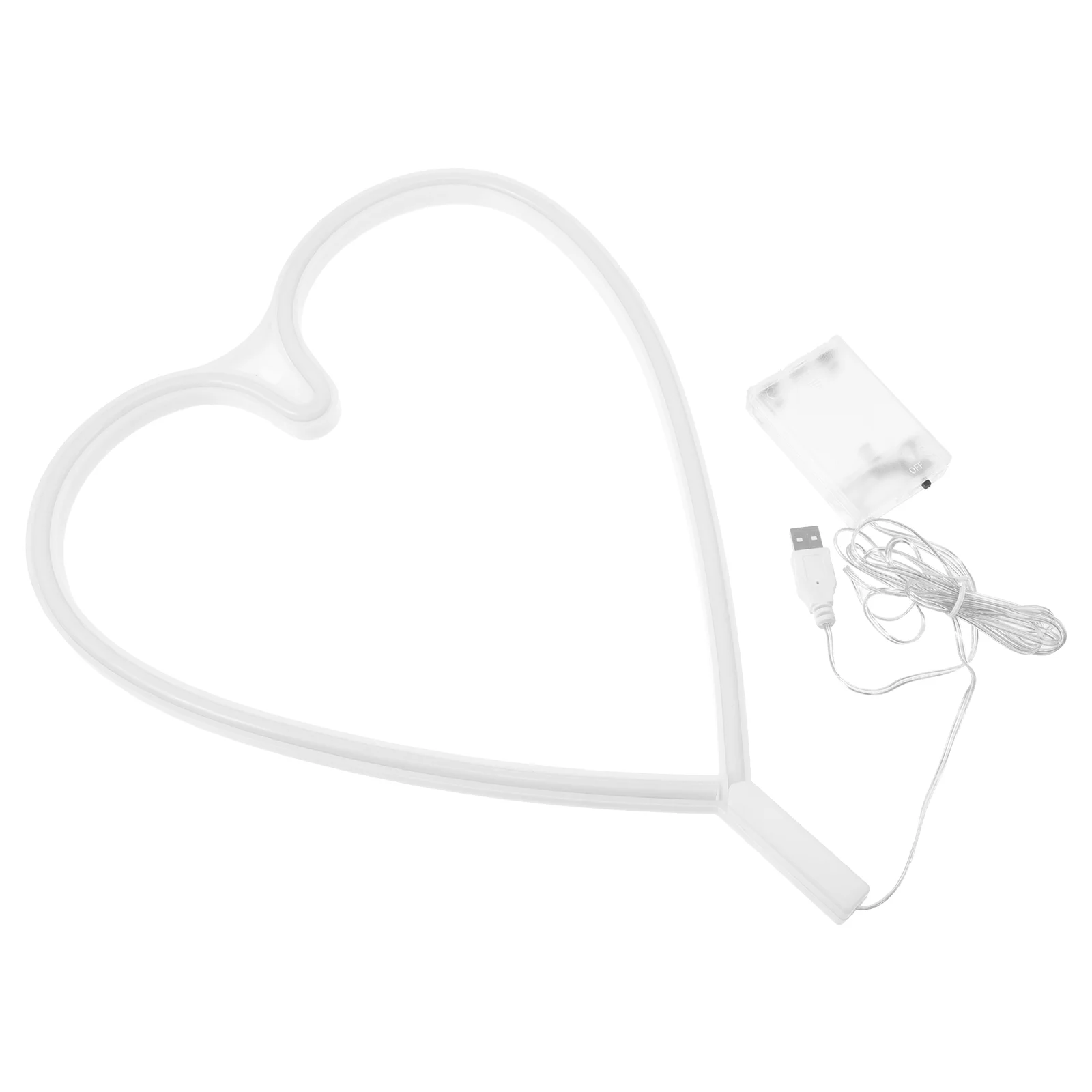 

1Pc LED Heart Shaped Lamp Decorative Neon Light Home Light Adorn White