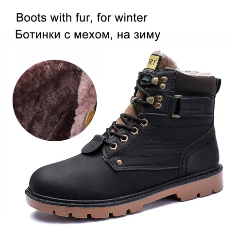 Мужские ботинки на меху REETENE, черные повседневные ботинки с плюшевой подкладкой, Рабочая обувь для улицы, 2019, 46, для зимы, размера плюс