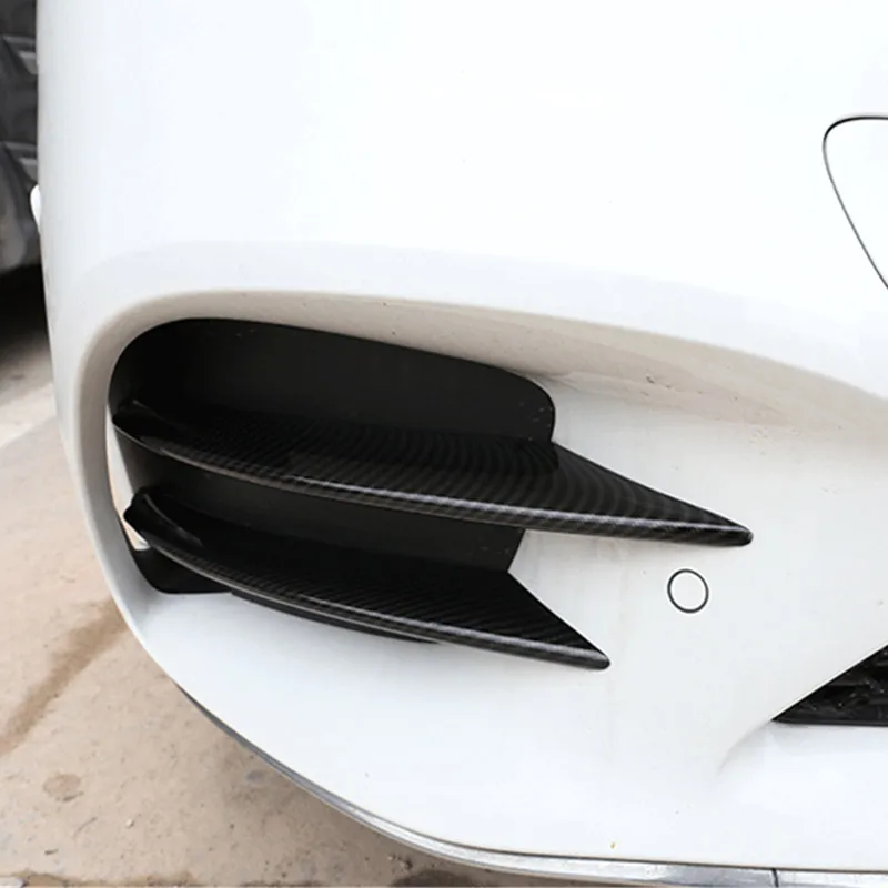 Car Front Bumper Spoiler Air Knife Decoration For Mercedes Benz C Class W205 2019 Head Fog Lamp Grille Slats Trim Sticker|Наклейки на