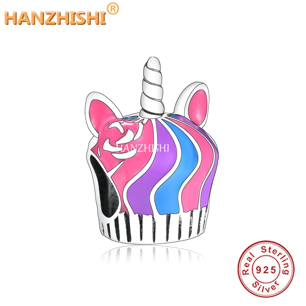 

2022 Autumn Collection 925 Sterling Silver Cute Cake Unicorn Charms Black Beads Fit Original Brand Charm Bracelet Jewelry