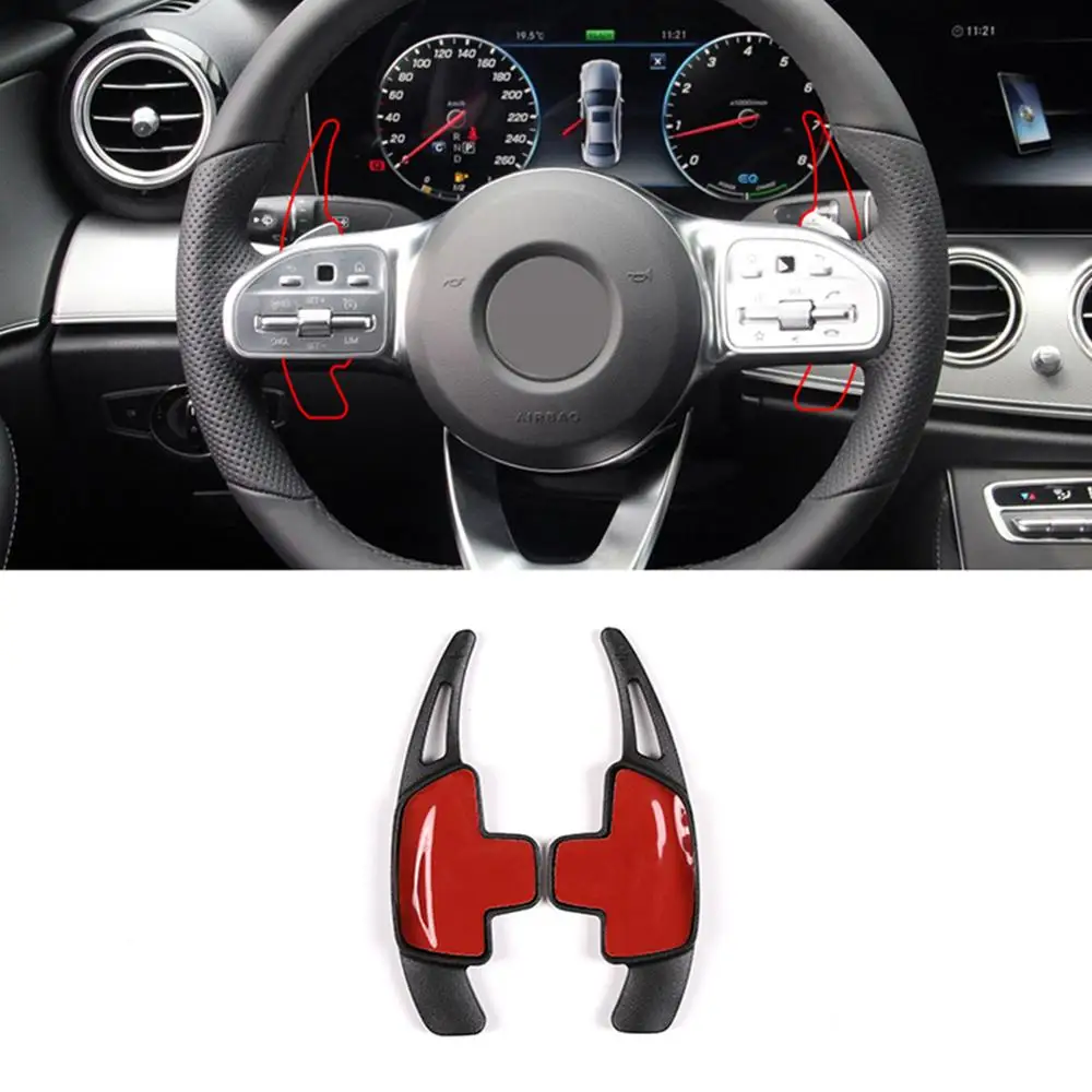 

2pcs Black Aluminum alloy Car Steering Wheel Shift Paddle Trim for Mercedes Benz B C GLC E Class W247 W205 W213 X253 Accessories
