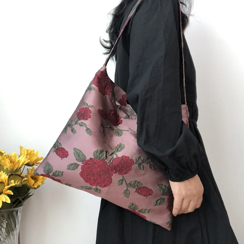

Модная женская сумка через плечо с цветочным принтом, вместительная Женская Повседневная Холщовая Сумка для покупок, винтажная женская сум...