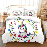 cartoon unicorn bedding set cute duvet cover pillow case cute comforter cover for girls kids bedclothes bed linen set