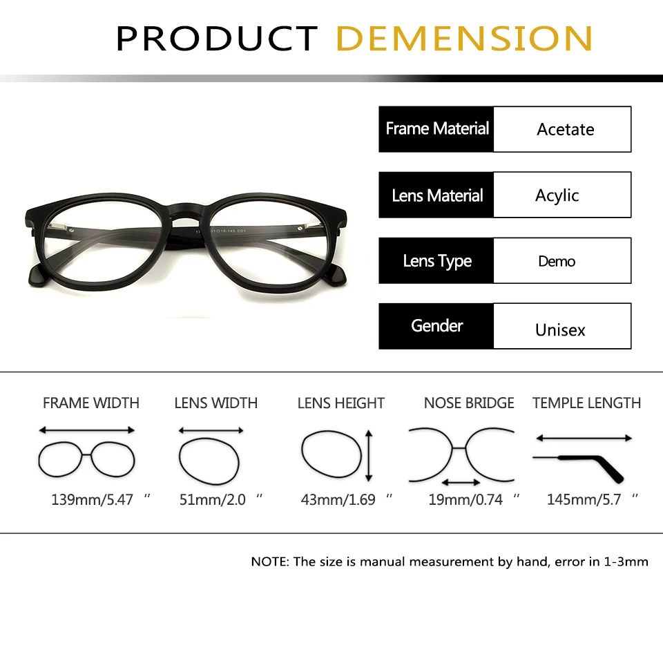 

Round Acetate Mans Optical Glasses Frame Myopia Women Clear Lens Glasses For Men Myopia Spectacles Prescription Eyeglasses