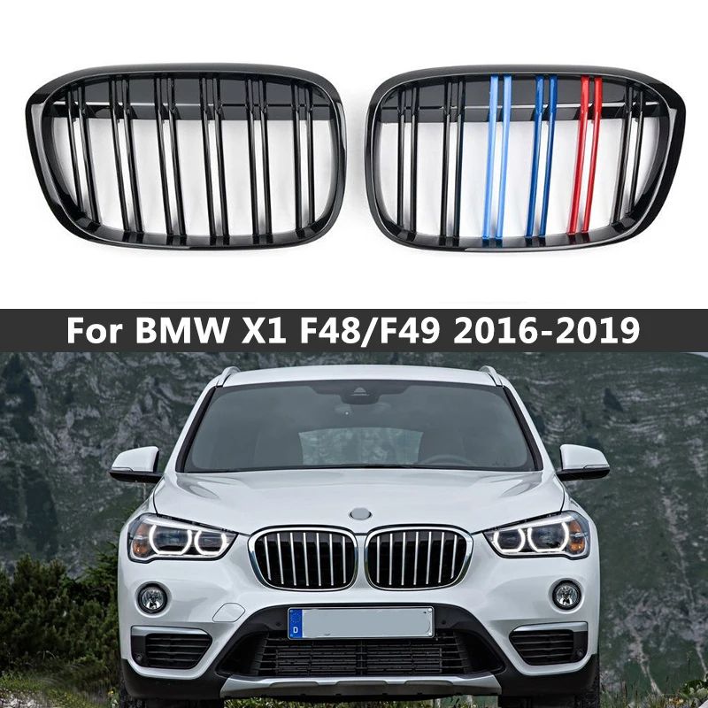Пара двойных планок передний бампер решетка радиатора для BMW X1 F48 F49 2015 2019