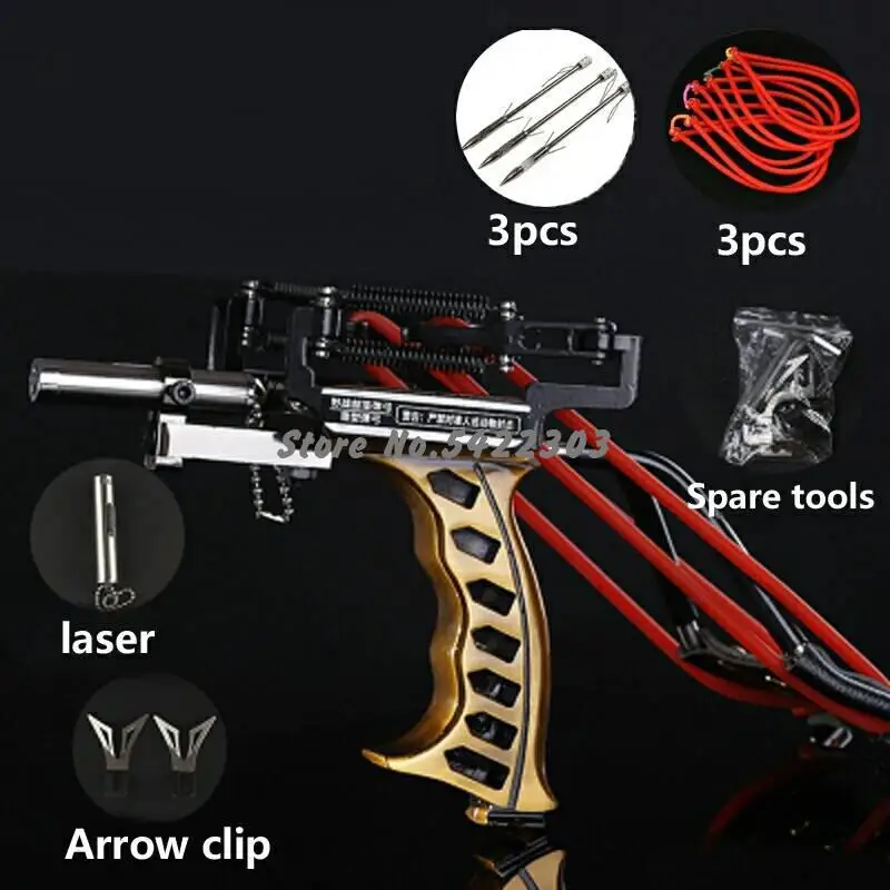 

Adjustable Stainless Hunting Slingshot With Fishing Darts High Velocity Catapult Most Powerful Professional Outdoor Slingshots
