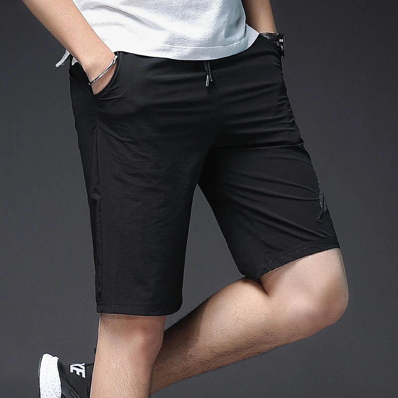 Casual Shorts Man Beach Bermuda Masculina Sport Running Hombre With Size Pocket Embroidery Leaves Sportwear Elastic Waist | Мужская