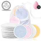 Моющиеся ватные диски, многоразовые хлопковые бамбуковые диски для снятия макияжа, моющиеся салфетки для снятия макияжа, три слоя с мешком для стирки