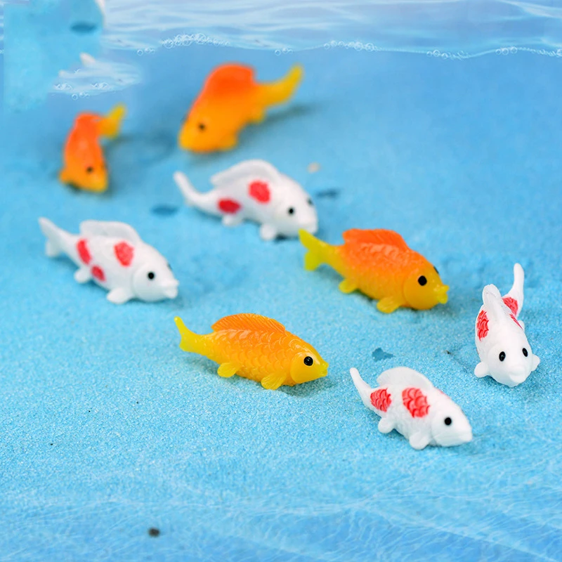 Мини Золотая белая трава карп рыба золотая рыбка модель маленькая фигурка