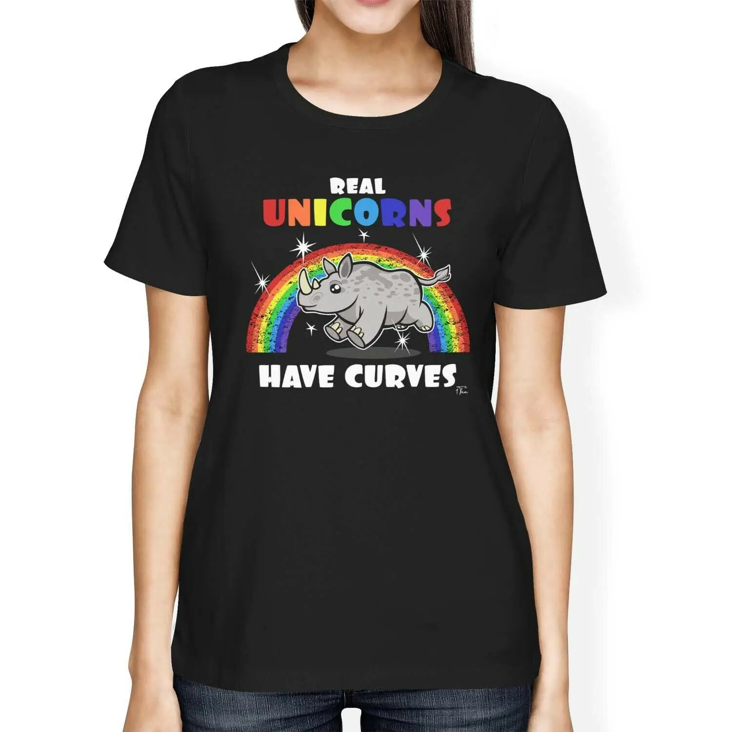 

Womens Loose Fit Real Unicorns Have Curves Rhino T-Shirt