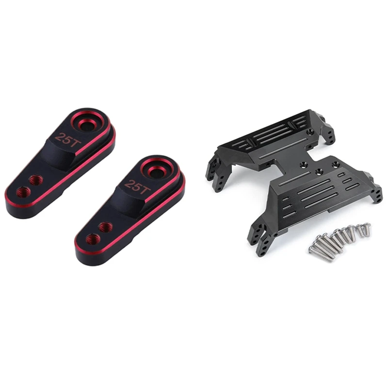 

2 Set RC Car Part: 1 Set 25T M3 Steering Link Servo Arm Horn & 1 Set Bottom Plate Gearbox Bottom Mount Middle Skid Plate