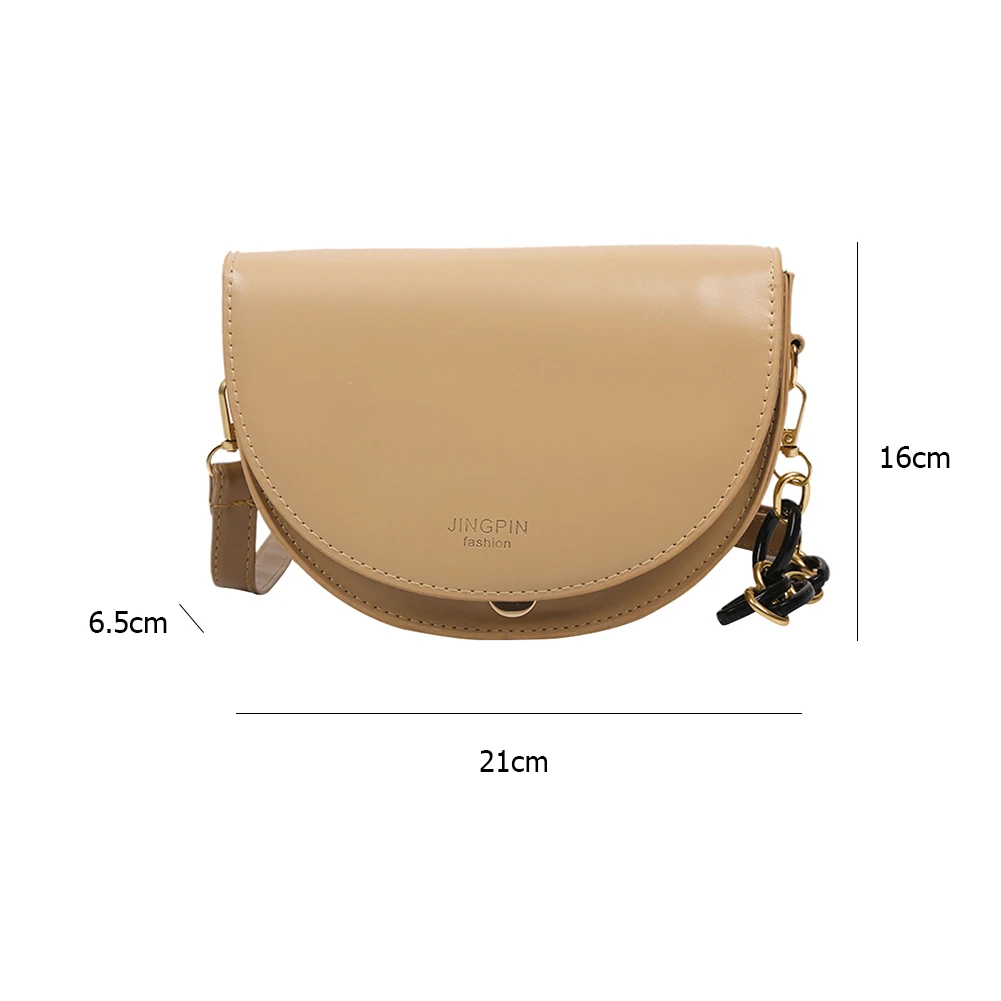 

Fashion Solid Color Shoulder Crossbody Saddle Bag Women Casual PU Leather Messenger Handbags Portable Chain Handle Travel Purses