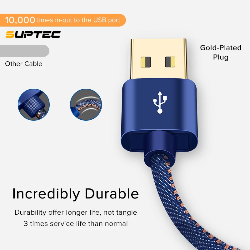 SUPTEC Micro USB кабель 3A Быстрая зарядка данных провод Microusb телефон зарядное устройство адаптер Шнур для Android samsung S7 Xiaomi Honor планшет
