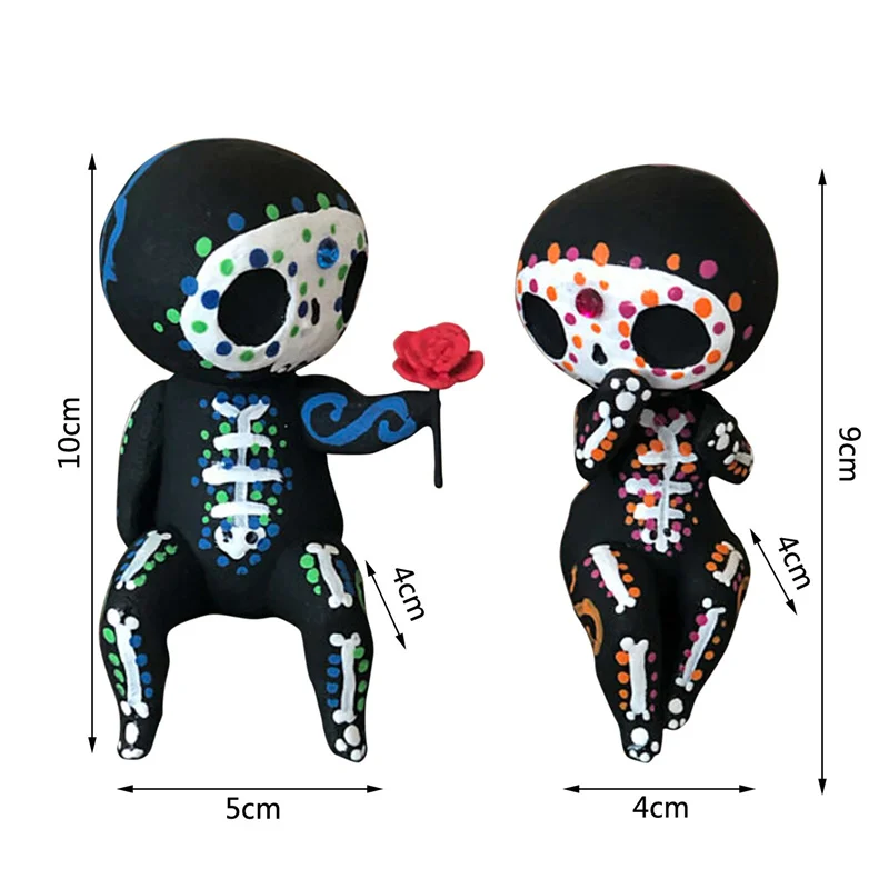 

VILEAD Creative Sugar Skull Figurine Model Hand-painted Resin Toy Statue Bedroom Wedding Party Tabletop Home Interior Decoration