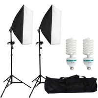 continuous lighting kit 50x70cm softbox photo studio set light bulbs lamp 5500k photography e27 socket 2m light stand carry bag